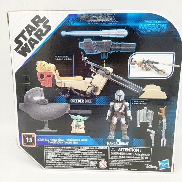 Hasbro Disney Star Wars Mission Fleet Mandalorian And The Child Speeder Bike New - Picture 2 of 7